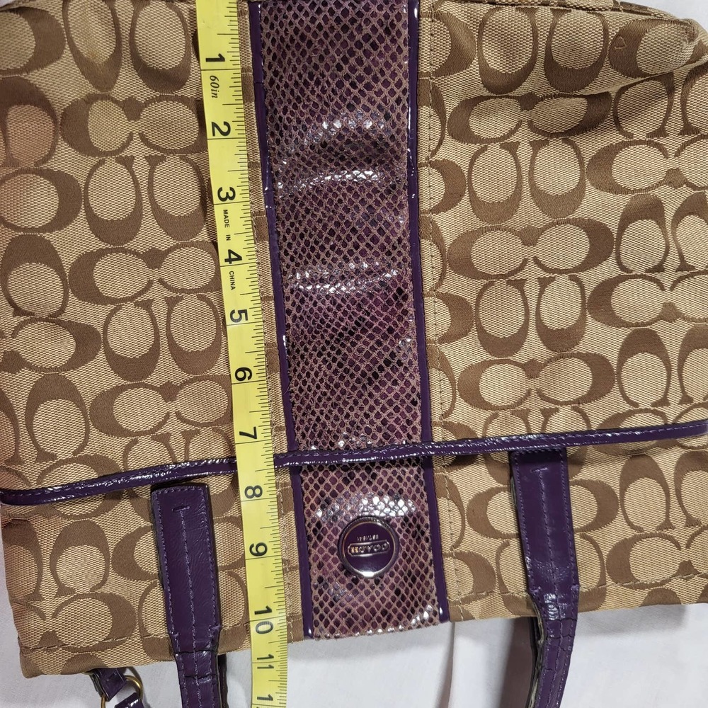 Coach Purse*EUC*Purple & Tan*Signature Snake Stripe*F25706 - Picture 9 of 10